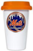 MLB Mets Double Wall Ceramic Cup with Orange Lid
