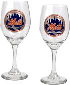 MLB New York Mets 2 Piece Wine Glass Set