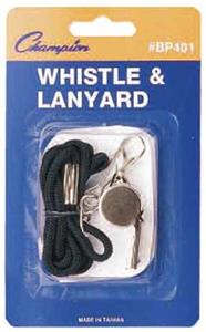 BLACK LANYARD/METAL WHISTLE