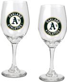 MLB Oakland Athletics 2 Piece Wine Glass Set