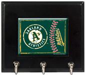MLB Oakland Athletics Wood Keyhook Rack