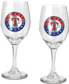 MLB Texas Rangers 2 Piece Wine Glass Set