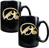NCAA Iowa Hawkeyes Black Ceramic Mug (Set of 2)