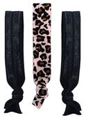 Pink Leopard/Black Elastic Hair Ties/Bracelets