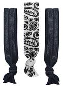 Paisley Print/Black Elastic Hair Ties/Bracelets