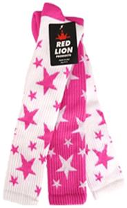 2-WHITE SOCKS W/FLUOR PINK STARS/1 FL PINK WHITE 