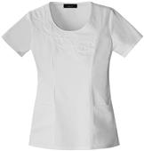 Baby Phat Women's Scoop Neck Scrubs White Top