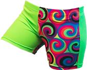 Gem Gear 4 Panel Green Neon 60s Swirl Shorts