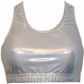 Gem Gear Silver Metallic Racer Back Sports Bra Gem Gear Silver Metallic Racer Back Sports Bra