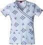 Dickies Women's New Blue Print Mock Wrap Scrub Top