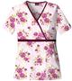 Dickies Women's Natural Print Mock Wrap Scrub Tops