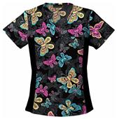 Cherokee Women's Flexibles Print V-Neck Scrub Tops