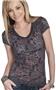 Cotton Heritage Ladies Paisley Burn Out V-Neck Tee