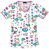 Cherokee Tooniforms Scribble Hello Kitty Scrub Top
