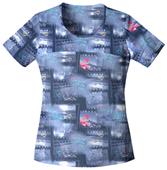 Cherokee Love This Life Scoop Neck Scrub Tops