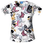 Cherokee Women's H.Q. Print Round Neck Scrub Tops