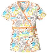 Cherokee Women's H.Q. Print Mock Wrap Scrub Tops