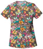 Cherokee Women's H.Q. Print Mock Wrap Scrub Tops