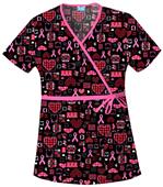 Cherokee Women's H.Q. Print Mock Wrap Scrub Tops