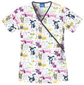 Cherokee Women's H.Q. Print Mock Wrap Scrub Tops
