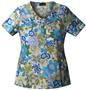 Cherokee Women's Basic Print V-Neck Scrub Tops