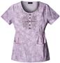 Cherokee Women's Basic Print Round Neck Scrub Tops