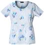 Cherokee Women's Basic Print Round Neck Scrub Tops