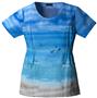 Cherokee Women's Basic Print Round Neck Scrub Tops