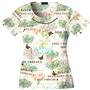 Cherokee Women's Basic Print Round Neck Scrub Tops