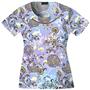 Cherokee Women's Basic Print Round Neck Scrub Tops