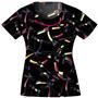 Cherokee Women's Basic Print Round Neck Scrub Tops