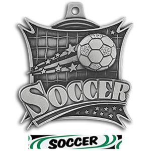 SILVER MEDAL/DELUXE SOCCER RIBBON