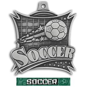SILVER MEDAL/GRAPHX  SOCCER RIBBON