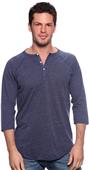 Royal Apparel Mens Triblend 3/4 Sleeve Henley Royal Apparel Mens Triblend 3/4 Sleeve Henley