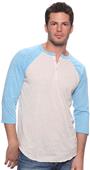 Royal Apparel Mens Triblend 3/4 Sleeve Henley Royal Apparel Mens Triblend 3/4 Sleeve Henley