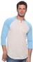 Royal Apparel Mens Triblend 3/4 Sleeve Henley