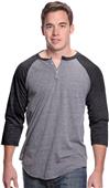 Royal Apparel Mens Triblend 3/4 Sleeve Henley Royal Apparel Mens Triblend 3/4 Sleeve Henley