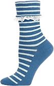Nouvella Women Lace Trimmed Turned Cuff Crew Socks