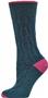 QT Feet Recycled 2 Toned Cable Crew Socks
