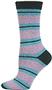 QT Feet Womens Recycled Birdseye Stripe Crew Socks