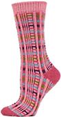 QT Feet Womens Recycled Picnic Plaid Crew Socks