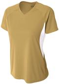A4 Womens Color Blocked Performance V-Neck T-Shirt A4 Womens Color Blocked Performance V-Neck T-Shirt