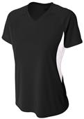 A4 Womens Color Blocked Performance V-Neck T-Shirt A4 Womens Color Blocked Performance V-Neck T-Shirt