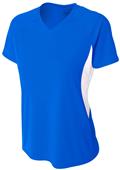 A4 Womens Color Blocked Performance V-Neck T-Shirt A4 Womens Color Blocked Performance V-Neck T-Shirt