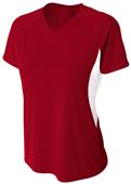 A4 Womens Color Blocked Performance V-Neck T-Shirt A4 Womens Color Blocked Performance V-Neck T-Shirt