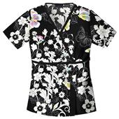 Cherokee Runway Womens Mock Wrap Scrub Top