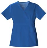 Cherokee Womens Mock Wrap Scrub Top