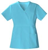 Cherokee Womens Mock Wrap Scrub Top