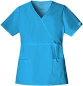 Cherokee Workwear Stretch Mock Wrap Scrub Top