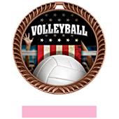 Hasty Award Crest Volleyball Medal Patriot M-8650V Hasty Award Crest Volleyball Medal Patriot M-8650V